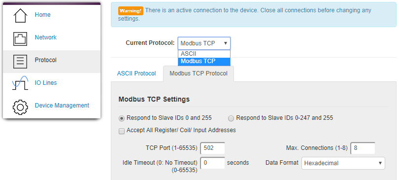 ED-560 Web UI configuration